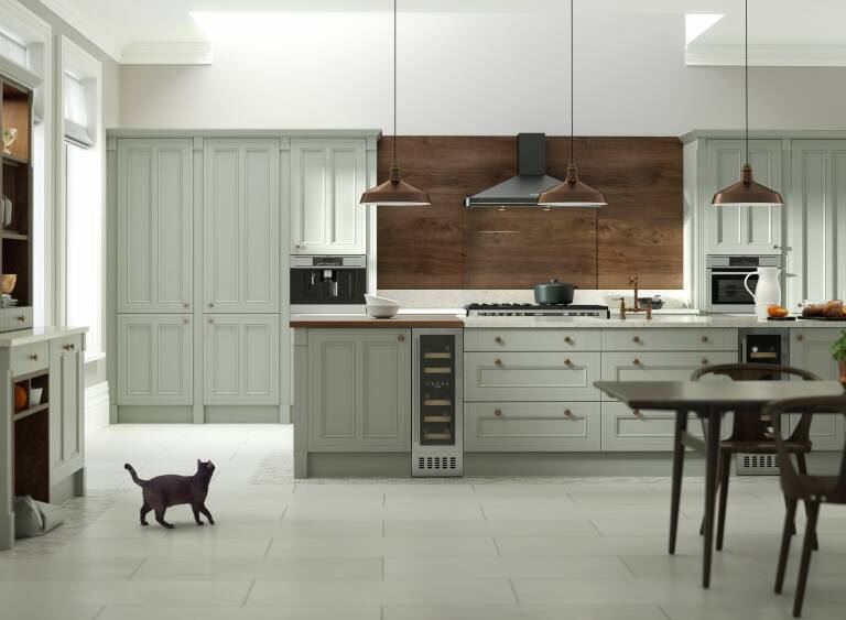 country kitchen in drawing room green wren kitchens