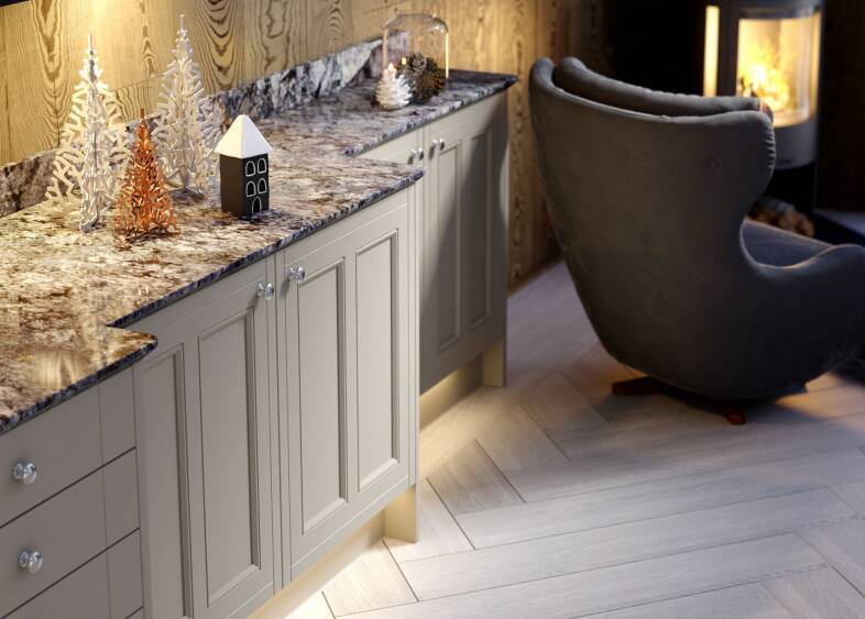 Country Kitchen in Parchment & Sea Foam Blue