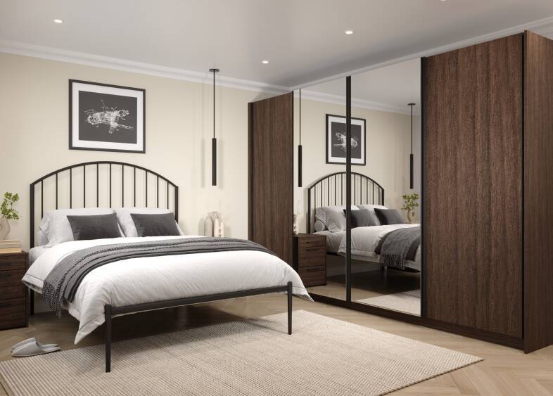 Elements Sliding Robe in Black Walnut | Wren Kitchens