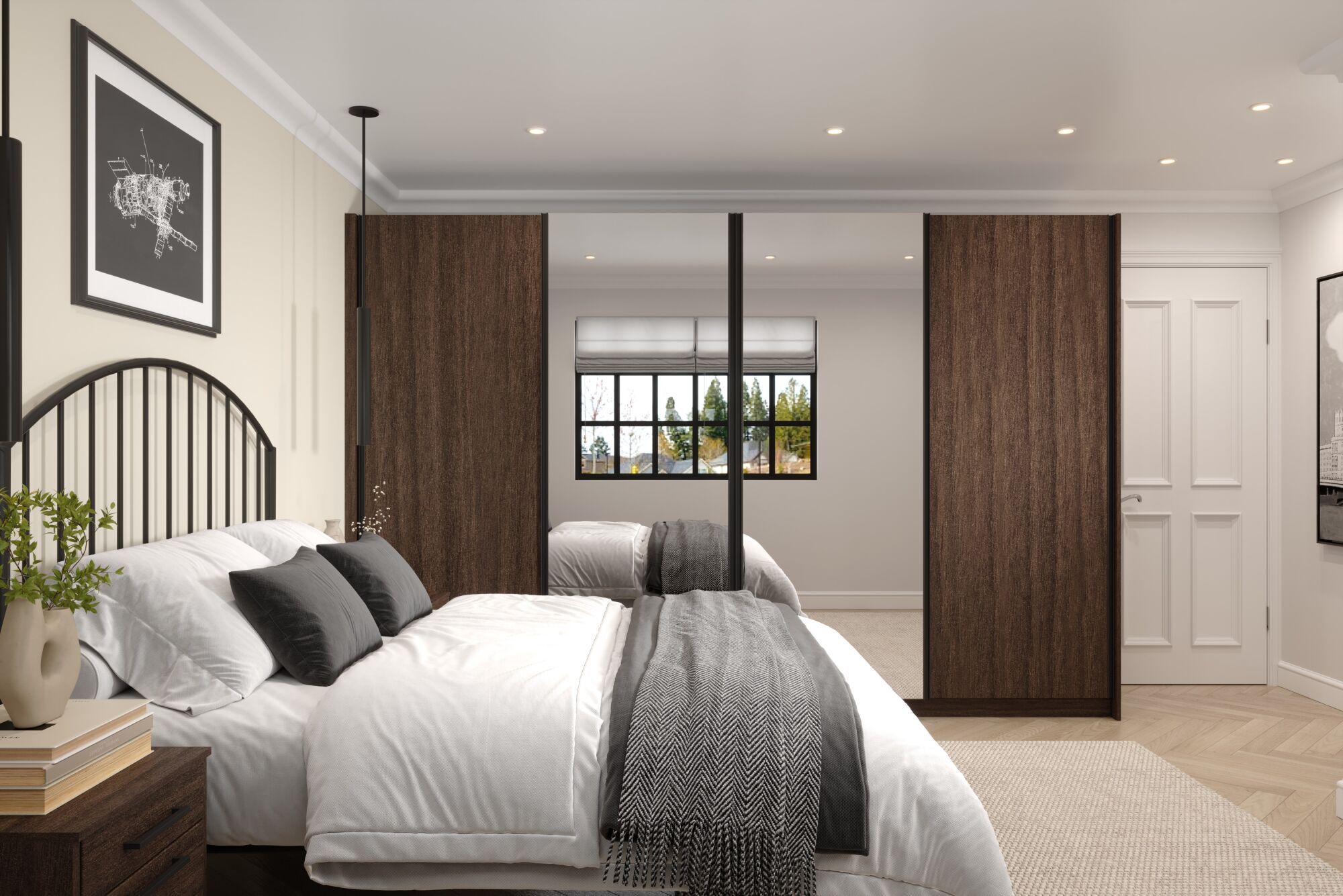 Elements Sliding Robe in Black Walnut | Wren Kitchens