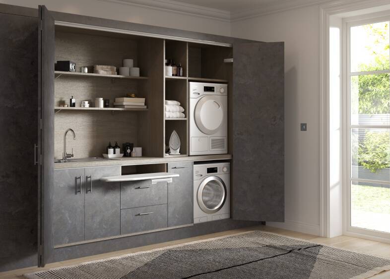 Hideaway Elements Kitchen Utility in Metallic Night | Wren Kitchens