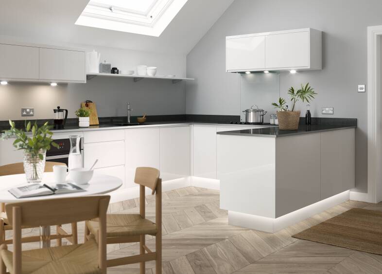 Handleless Kitchen in White Wren Kitchens - Main Image