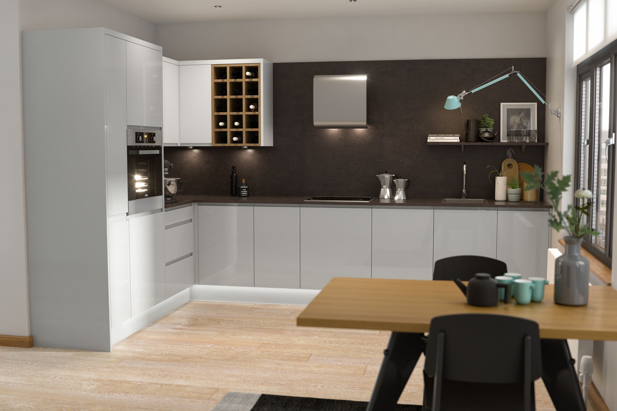 j pull kitchen in pebble white gloss wren kitchens