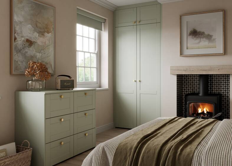 Shaker Classic Ermine Bedroom in Sage Green | Wren Bedrooms