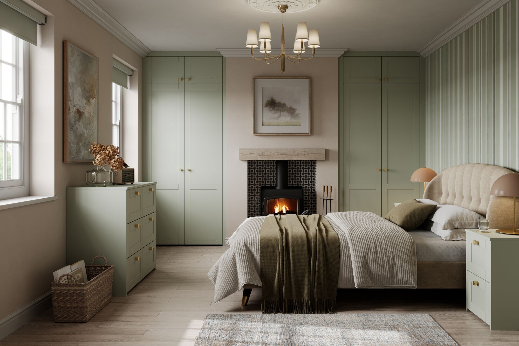 Shaker Classic Ermine Bedroom in Sage Green | Wren Bedrooms