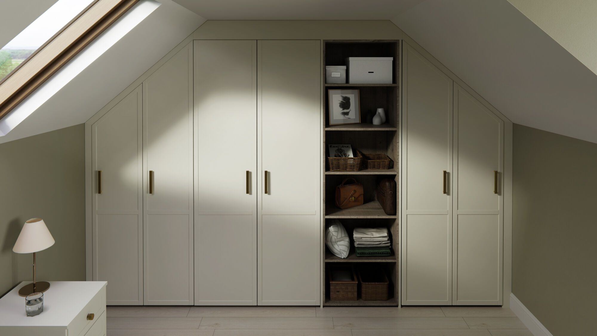 Shaker Style Robe Cream Angled Wardrobe | Awkward Sloped Ceiling | Wren