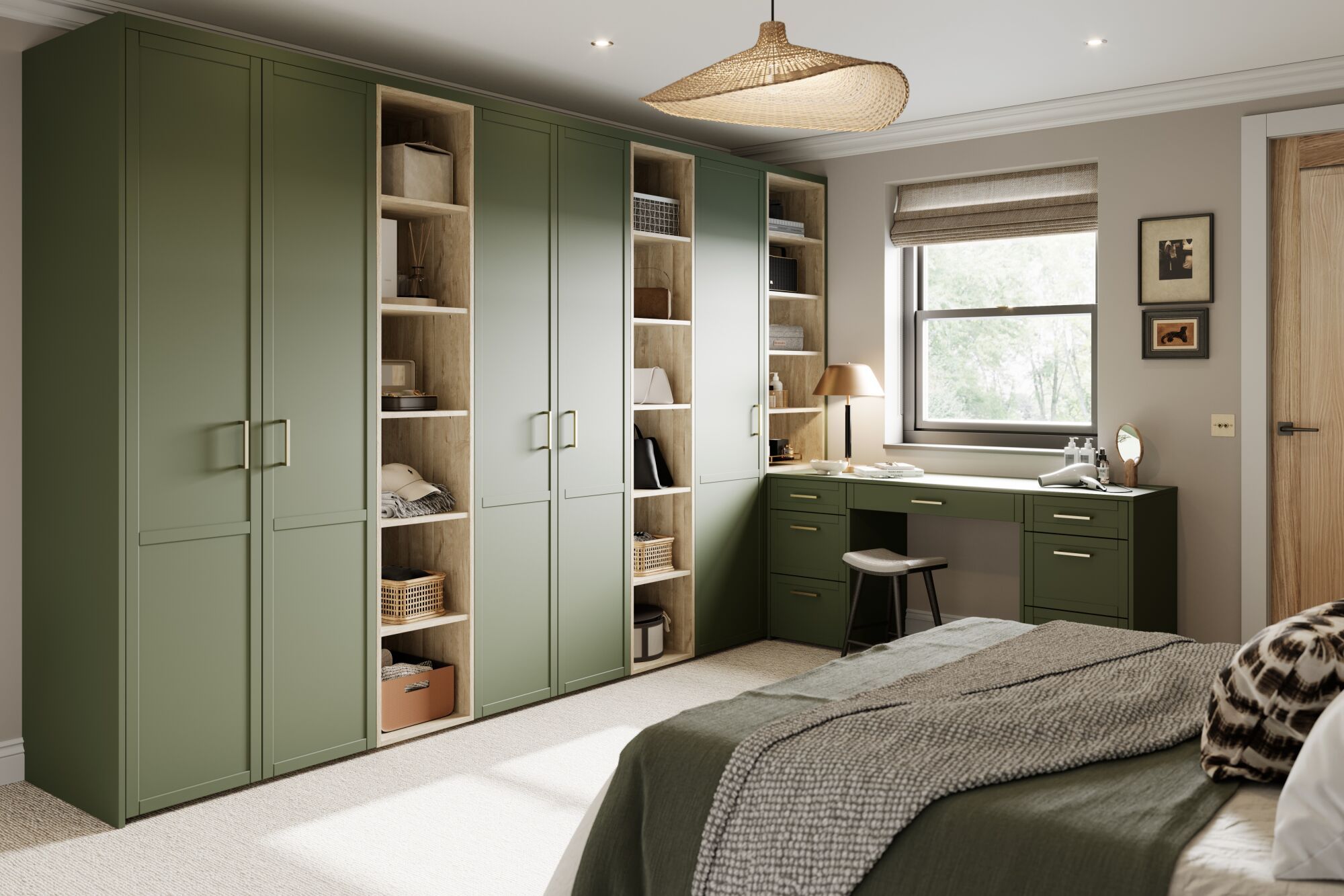 Shaker Slim Ermine Bedroom in Moss Green | Wren Bedrooms