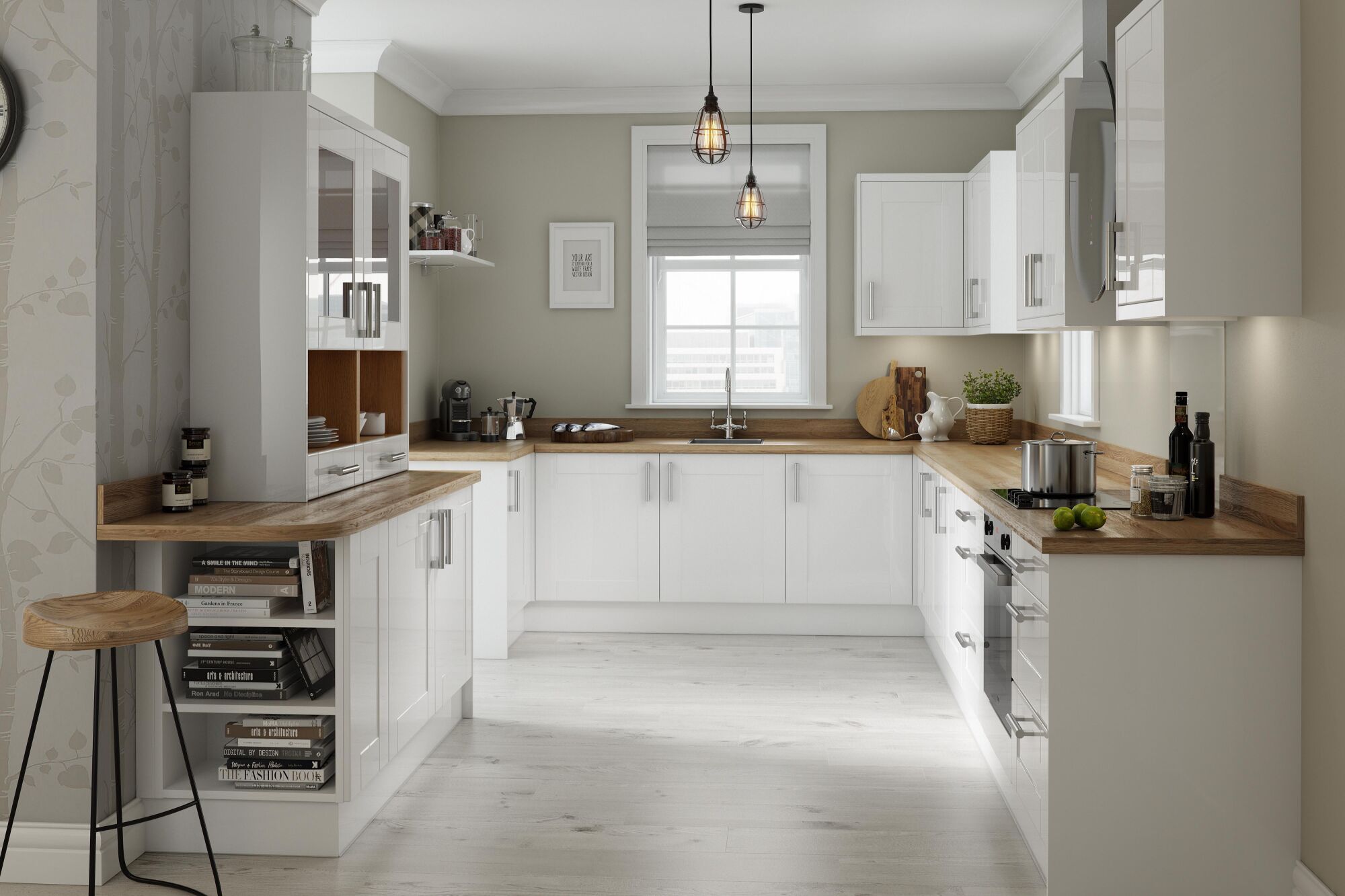 Shaker Kitchen in White Gloss | Wren Kitchens