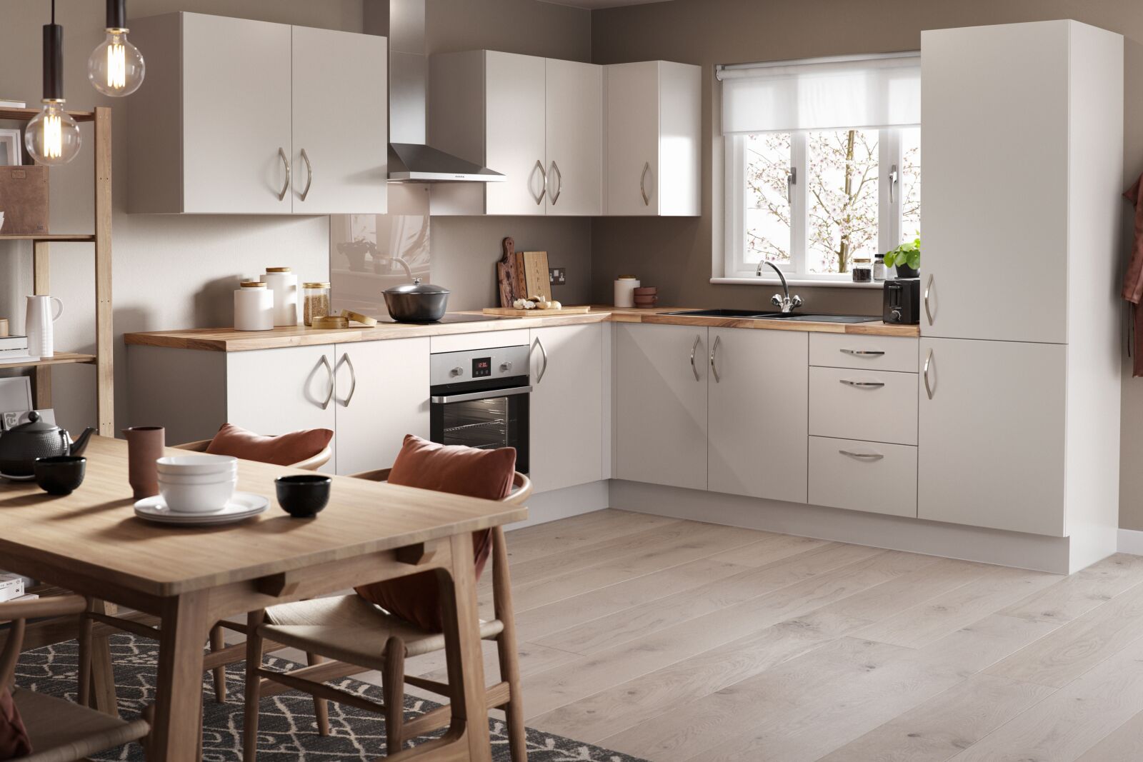 Easy-Fit Slab Cashmere Kitchen in Matt | Wren Kitchens