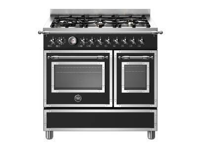 Bertazzoni Heritage Series 90cm Dual Fuel 6 Burner Range Cooker (2 Ovens) - Black
