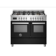 Bertazzoni Professional Series 100cm Dual Fuel 6 Burner Range Cooker (2 Ovens) - Black