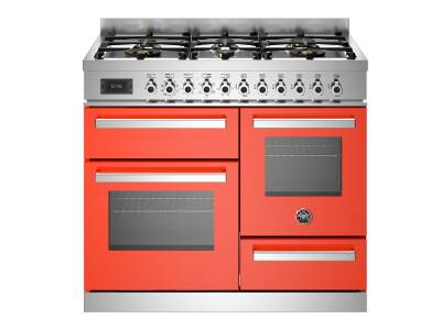 Bertazzoni Professional Series 100cm Dual Fuel 6 Burner Range Cooker Inc Grill (2 Ovens) - Orange