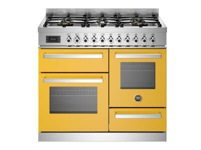 Bertazzoni Professional Series 100cm Dual Fuel 6 Burner Range Cooker Inc Grill (2 Ovens) - Yellow