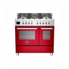 Bertazzoni Professional Series 90cm Dual Fuel 5 Burner Range Cooker (2 Ovens) - Red