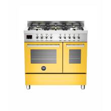 Bertazzoni Professional Series 90cm Dual Fuel 5 Burner Range Cooker (2 Ovens) - Yellow