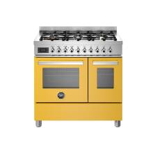 Bertazzoni Professional Series 90cm Dual Fuel 6 Burner Range Cooker (2 Ovens) - Yellow