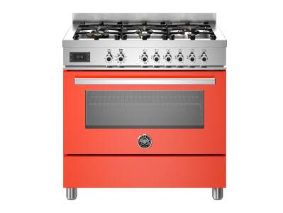 Bertazzoni Professional Series 90cm Dual Fuel 6 Burner Range Cooker Single Oven - Orange