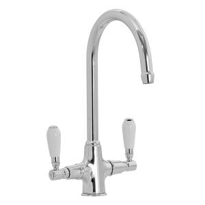 Fortuna Tap Chrome with White Handles - High/Low Pressure
