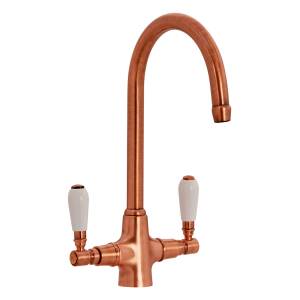 Fortuna Tap Copper with White Handles - High/Low Pressure
