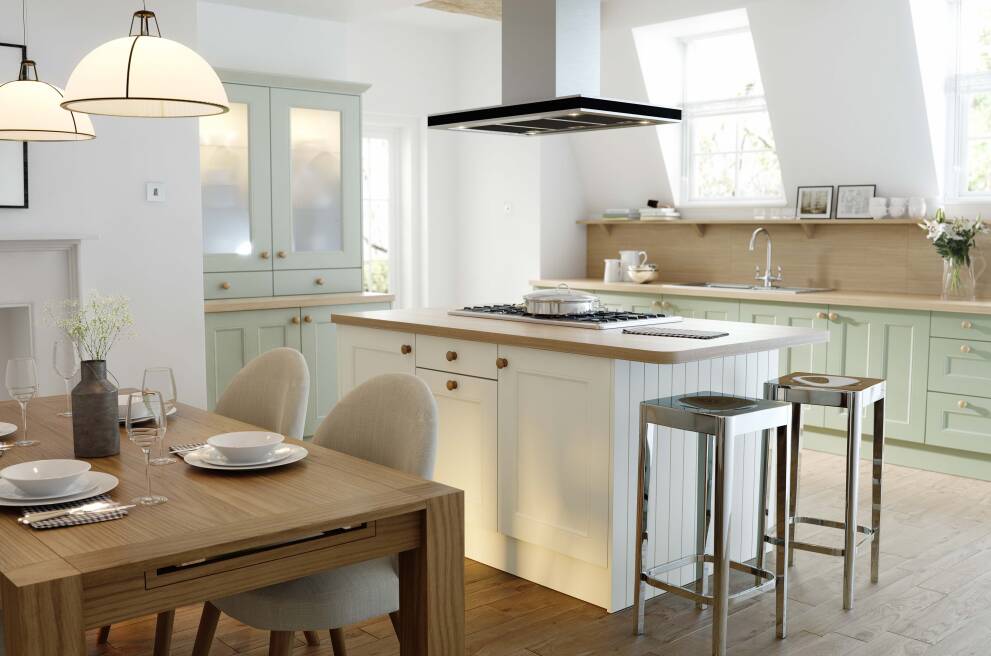 Design A Sage Green Kitchen Wren Kitchens, Sage Green Kitchen Cabinets With White Countertops