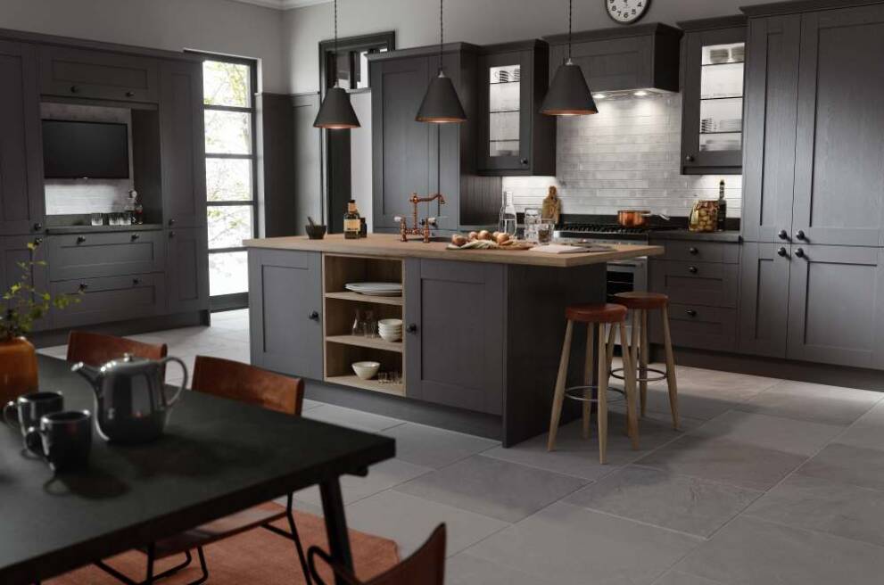 Flooring Ideas For Dark Kitchen, What Colour Floor Goes With Dark Grey Kitchen Units