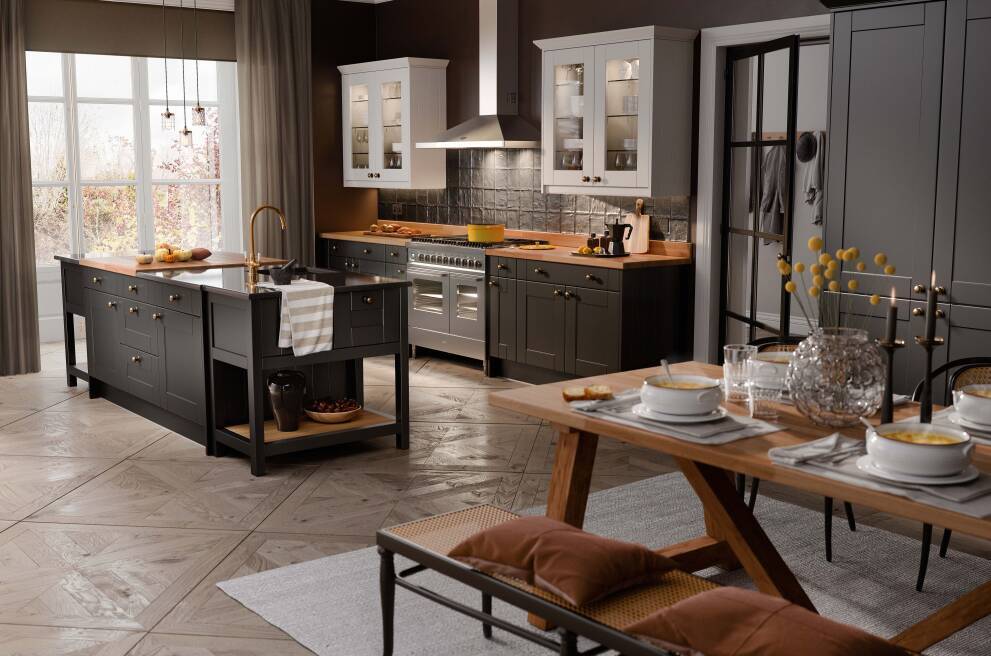 large two tone kitchen with island